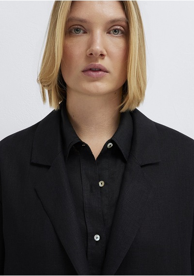 Mavi - Siyah Keten Blazer 1110850-900