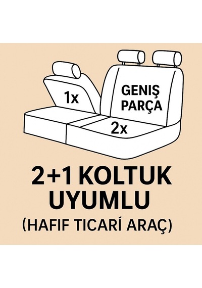 Renault Kangoo 1997-2008 Uyumlu Monaco Serisi Eviza 2+1 Ticari Lacivert Siyah Koltuk Kılıfı