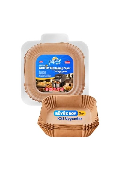Airfryer Pişirme Kağıdı, Fritöz Yağlı Kağıdı, Yanmaz Kağıt Xxl Uyumlu 50 Adet Kare 1, Kare Büyük Boy 20