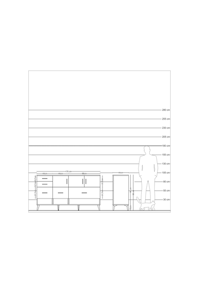 Hyperion Konsol 3 Raflı 5 Çekmeceli 3 Kapaklı 176x44x99 Çam-antra Çam-antrasit