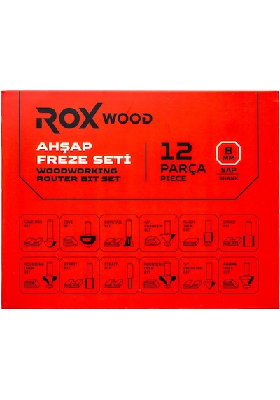 Rox Wood 0310 Ahşap Freze Seti 12 Parça Sap: 8mm