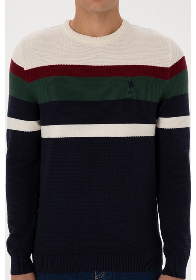 U.S. Polo Assn. Erkek Slim Fit Bisiklet Yaka Lacivert Kazak 50308234-VR033