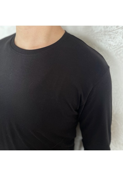 Erkek Elastan Bisiklet Yaka Uzun Kol 2 Adet T-Shirt