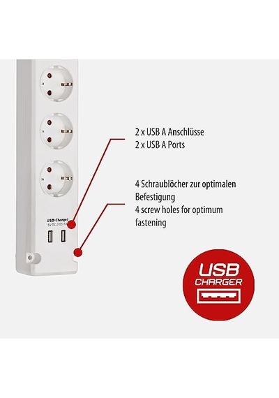 5 Soketli 2 Usbli 3 Metre Uzatma Priz 0