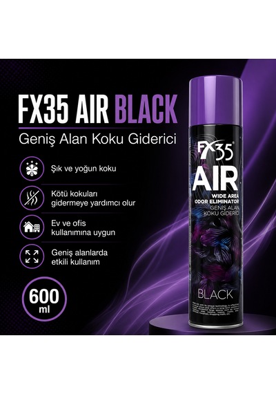 Air Black 600 Ml Geniş Alan Koku Giderici Sprey Ev, Ofis Ve Araç Kokusu 1