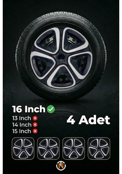 Dacia Duster 16 İnç Jant Kapağı Takım Siyah Gri C103