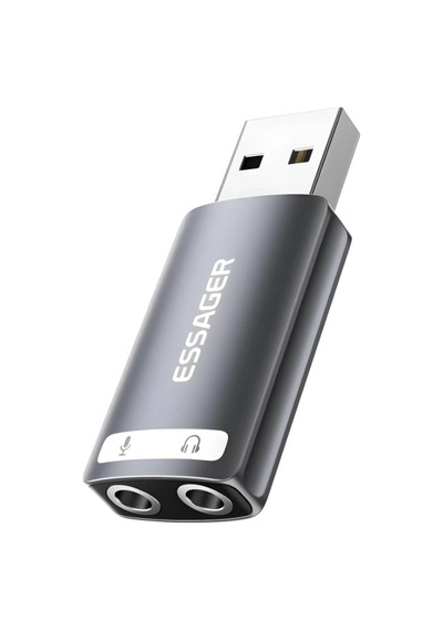 Essager Usb To 3.5mm Jack Çevirici Dönüştürücü Usbden Kulaklık Mikrofon Giriş Dönüştürücü Ses Dönüştürücü