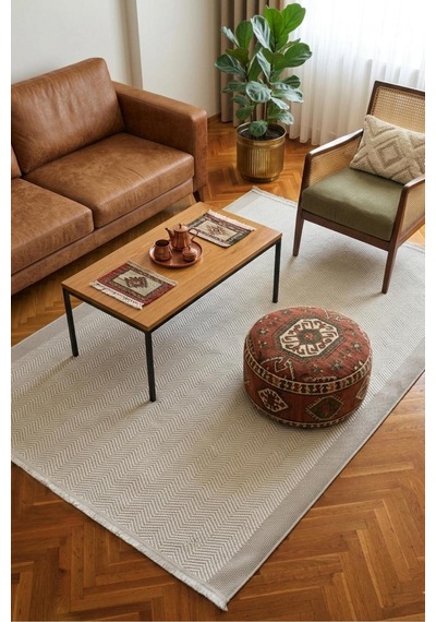 Leiva Home Lara 01 Krem Bej Sisal İskandinav Modern Kaymaz Taban Yumuşak Özel Ölçü Salon Koridor Halısı 0038-krem/bej/gri