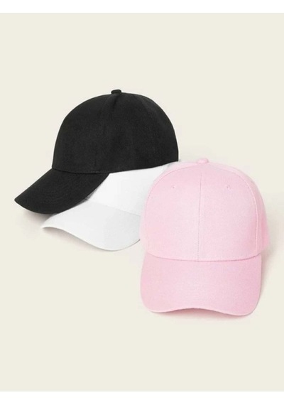 Gyes Spor Şapka Unisex 3 Adet Sıyah-beyaz-toz Pembe Siyah