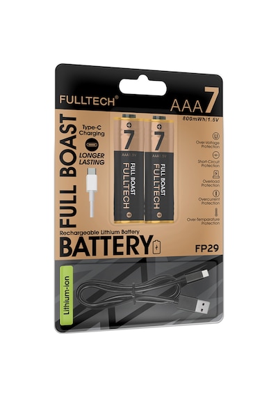 Şarjlı Pil 2 Li Set Aaa Fp29 800mwh 1.5v Type-c Şarjlı Lityum Pil Uzun Ömürlü Hızlı Şarj