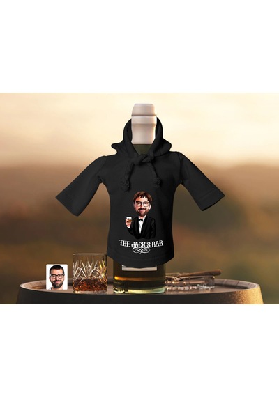 Bk Gift Kişiye Özel Karikatürlü Mini Siyah İçki Şişesi Tişörtü , Ev Bar Dekoru, Viski, Şarap, Votka, Rakı Şişesi Tişörtü, Ev Barı-2