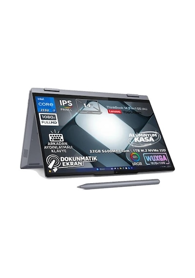 Lenovo Thinkbook 14 2-ın-1 G5 IAU 21SQ003BTX-K08 Ultra 7 255U 128 GB 2 TB SSD 14" Free Dos Dizüstü Bilgisayar