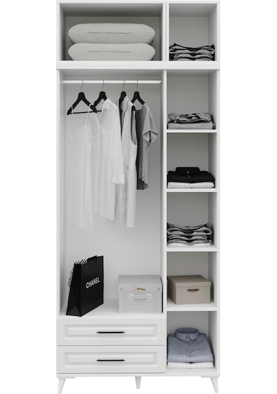 GuneyStore Gözde 3 Kapaklı Yüklüklü Komple MDF Beyaz Gardırop