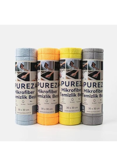 Rulo Mikrofiber Temizlik Bezi 30x30 Cm 20'li- Mutfak, Banyo, Cam Ve Araba Için Mavi Belirtilmemiş