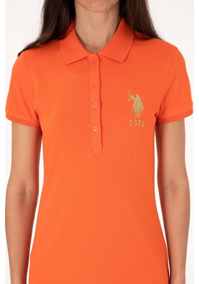 U.S. Polo Assn. Kadın Nar Çiçeği Polo Yaka Mini Boy Örme Elbise 50297457-VR039