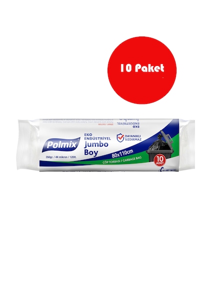 10 Adet Eko Endüstriyel Jumbo Boy 80 X 110 Cm Çöp Torbası - P30