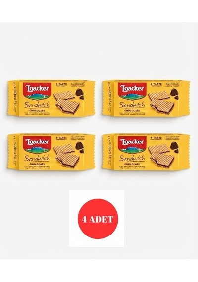 Loacker Sandwich Chocolate - Çikolatalı Krema Dolgulu Çıtır Gofret 25 G 4 Adet