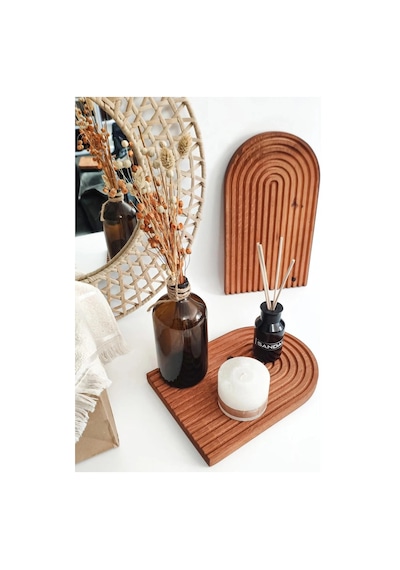 Premium Gökkuşağı Sunum Tahtası Koyu Kahve 30x18 Cm Renkli