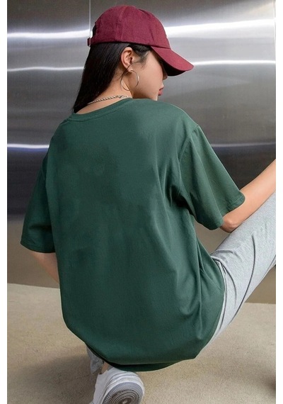 Startmore Sevimli Minik Kedi Baskılı T-shirt Yeşil