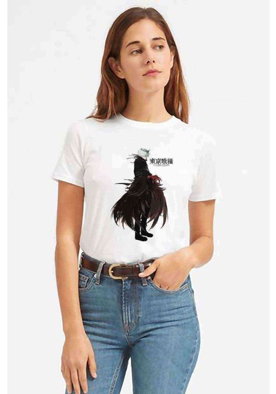 Anime Tokyo Ghoul Anteiku Baskılı Beyaz Kadın Tshirt (534308111)