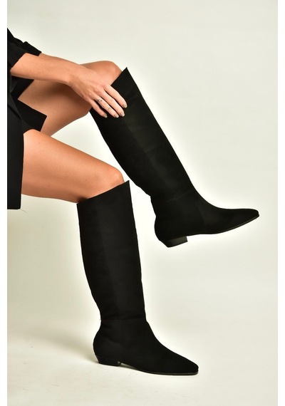 Fox Shoes Z404202702 Siyah Süet Klasik Kadın Çizme