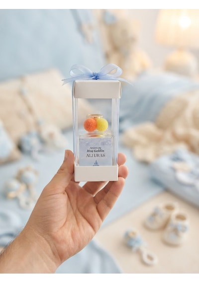 Kişiye Özel İsim Etiketli 50 Cc Cam Şişe Japon Kirazı Oda Kokusu Süslemeli Bebek Doğum Hediyeliği 20 Li Paket Renk Seçenekli