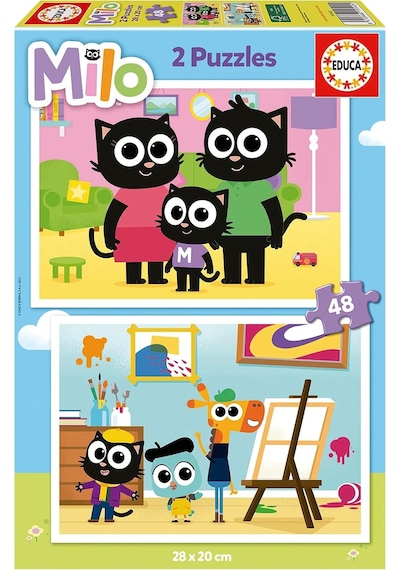 Educa 4-6 Yaş 2x48 Parça Milo Puzzle - Kız Ve Erkek Çocuk Karton Puzzle 1 Adet
