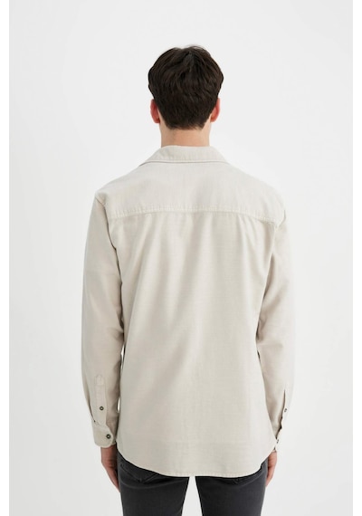 DeFacto Slim Fit Dar Kesim Pamuklu Basic Düz Uzun Kollu Gömlek A4644AX24AUBG721
