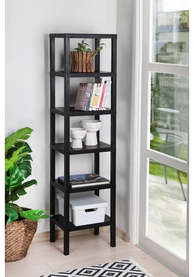 Mithra Life MIT1045 6 Katlı Plastik Siyah Banyo Mutfak Rafı
