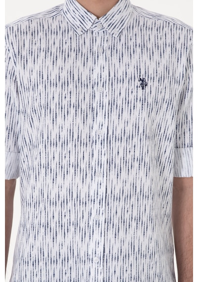 U.S. Polo Assn. Erkek Lacivert Çizgili Beyaz Gömlek 50306393-VR013