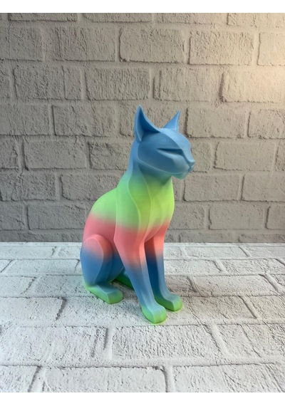 Pastel Rainbow Kedi Figürü Masa Ve Raf Üstü Ev Dekorasyonu