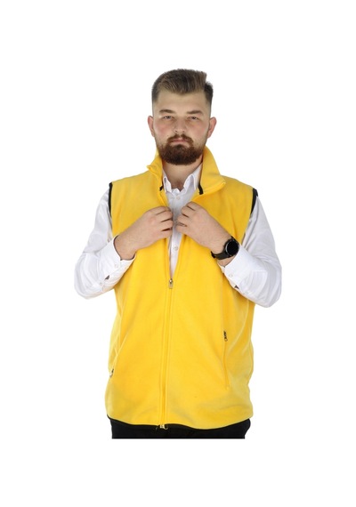 Mode Xl Erkek Polar Yelek Dik Yaka Fermuarlı 22549 Sarı 001