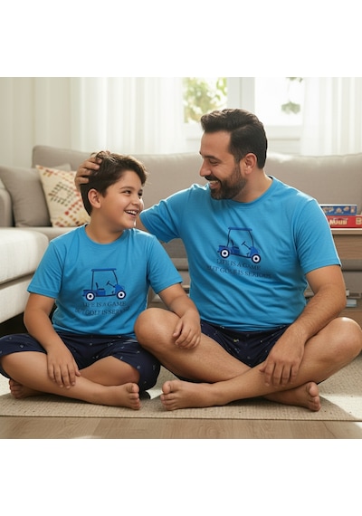 Bonbon Erkek Kısa Kollu Pamuklu Şortlu Takım Bb2468 Mavi