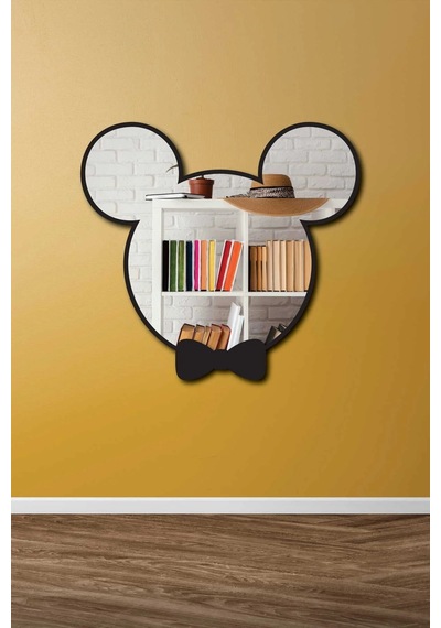 Kk Swords Mickey Mouse Figürlü Çocuk Odası Dekoratif Pleksi Ayna Siyah