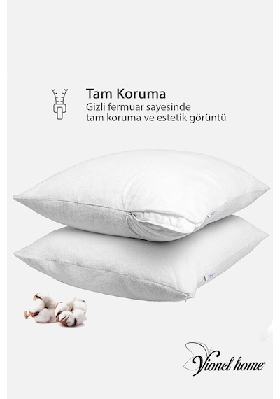 Vionel Home %100 Pamuklu 2'li Yastık Alezi Yastık Kılıfı Su - Sıvı Geçirmez 50 x 70 CM