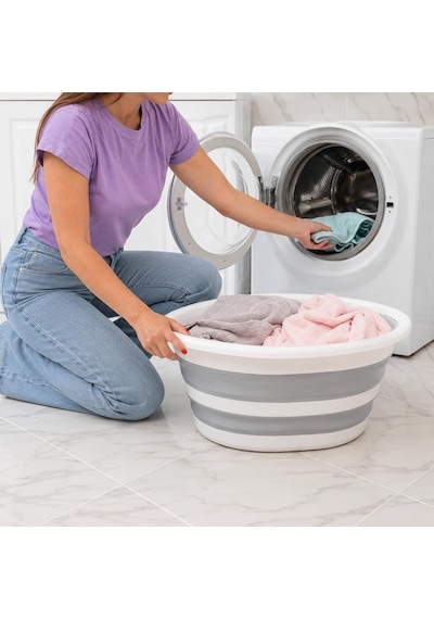 27 Litre Katlanabilir Çamaşır Sepeti, Yer Kaplamaz Pratik Kirli Ve Temiz Çamaşır Sepeti, Banyo Çamaşır Odası Organizeri, Çok Amaçlı Katlanır Sepet Çok Renkli