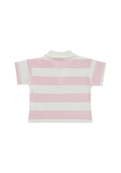 Civil Girls Çizgili Polo Yaka 2-5 Yaş Tişört - Pudra