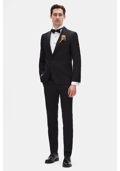 Twn Slim Fit Siyah Armürlü Smokin Takim Elbise 7ess5vt01526m 001