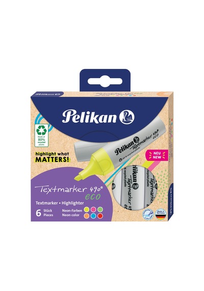 Pelikan 490 Eco Fosforlu Kalem 6lı Neon Karışık Renk Çok Renkli