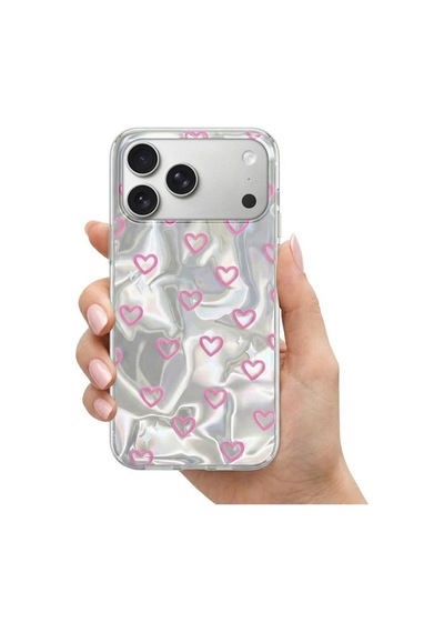 Apple İphone 17 Pro Max Uyumlu Kılıf Pink Heart Silikon Kılıf Pembe