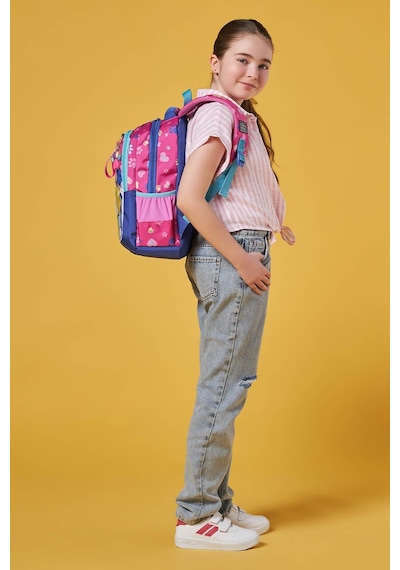 Coral High Kids Kedi Köpek Desenli Üç Bölmeli Okul Sırt Çantası 23646