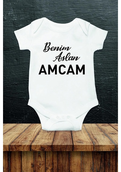 Hediyenza Benim Aslan Amcam Özel Tasarım Bebek Zıbın Pamuklu Çıtçıtlı Body Beyaz