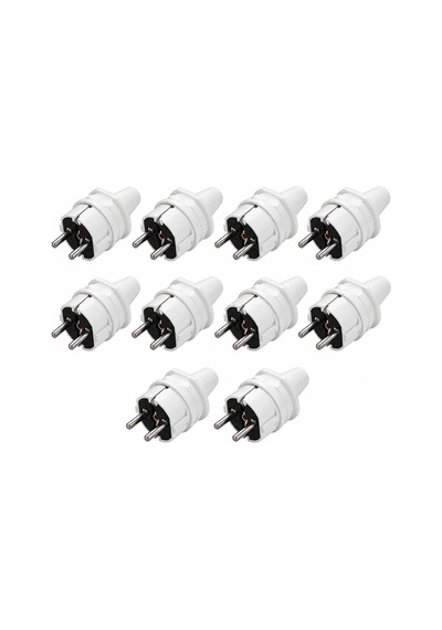 Topraklı Erkek Fiş Beyaz 10 Lu Paket