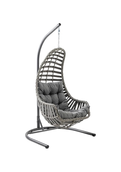 Capri Swing Datça Tekli Rattan Bahçe Balkon Salıncağı Gri Diğer