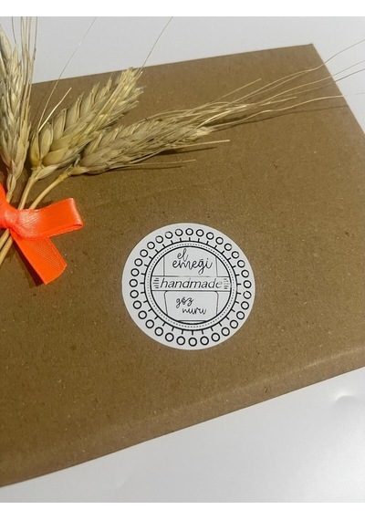 Handmade El Emeği Göz Nuru Siyah Yazı Yuvarlak Yapışkanlı Etiket 5x5 Cm 100 Adet