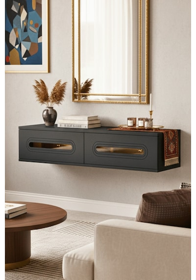 Tda1220ag - Rany120 Duvara Montaj Tv Stand, Tv Rafı, Tv Sehpası Antrasit - Gold 120cm Tda1220ag - Rany120 Duvara Montaj Tv Stand, Tv Rafı, Tv Sehpası Antrasit - Gold 120cm