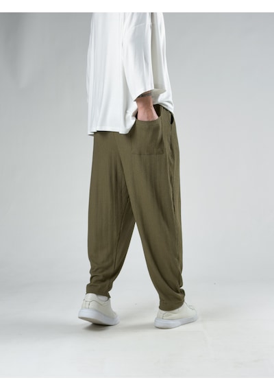 Cocopelli Bürümcük Haki Erkek Pileli Jogger Pantolon Coc3192