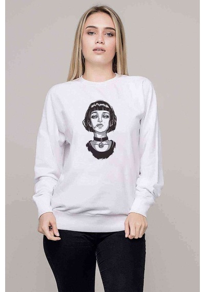 Sevginin Gücü Mathilda & Leon The Baskılı Beyaz Kadın Sweatshirt