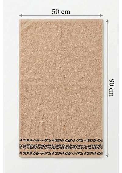 4'lü El Yüz Havlusu Seti %100 Pamuk 50x90 Cm Leopar Elegance Bej