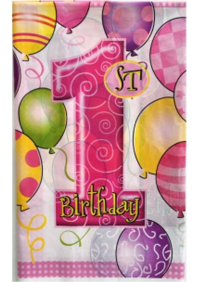Masa Örtüsü 1 Yaş Happy Bırthday 108x180cm Pembe Pk:1